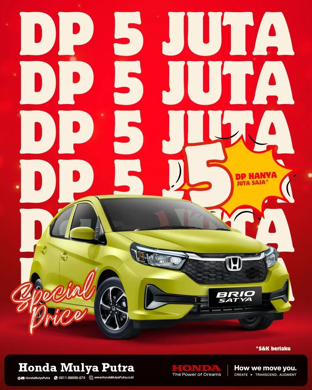 Promo Spesial Honda Brio Satya: DP Mulai dari 5 Juta Saja!