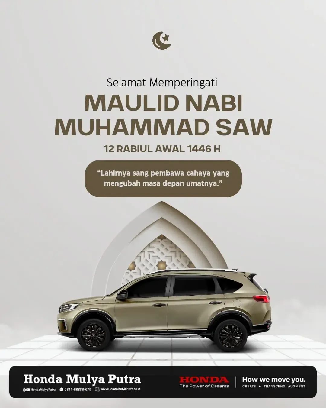 Selamat Memperingati Maulid Nabi Muhammad SAW 1446 H bersama Honda Mulya Putra